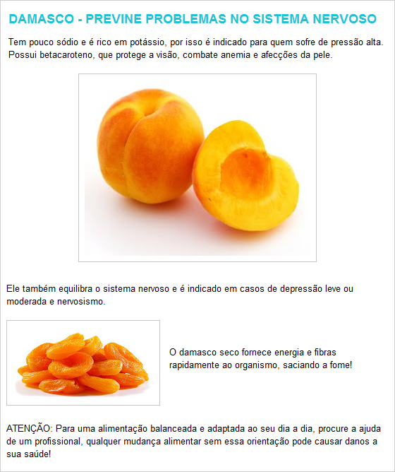Damasco previne problemas no sistema nervoso